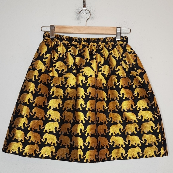 Crewcuts gold black elephants skirt. Kids size 14. - Picture 7 of 13
